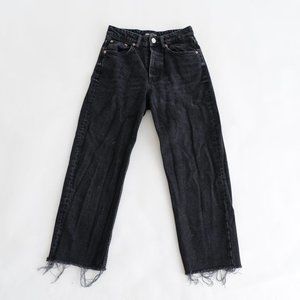 Zara Black Button Fly Straight Leg Crop Jeans  Size 4